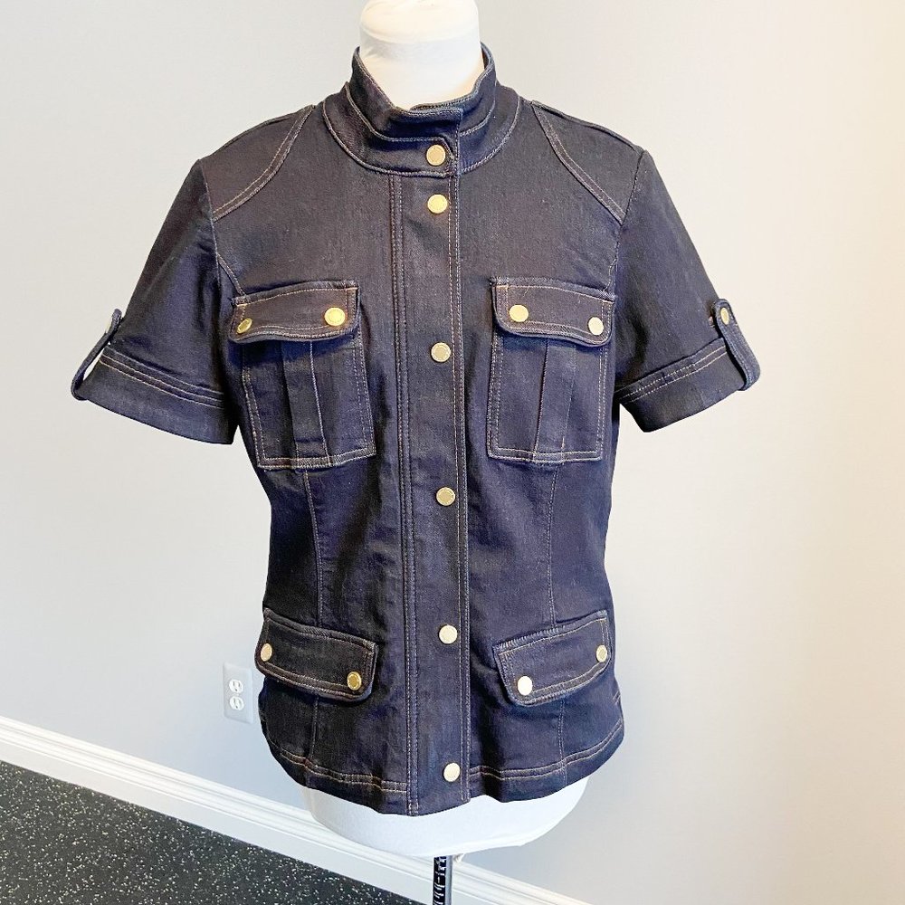 White House Black Market Denim Casual Utility Jacket